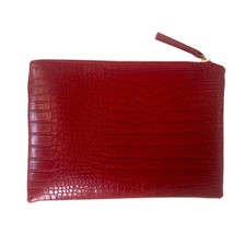 Women Clutches Crocodile Grain PU Leather Envelope Clutch Bag Red