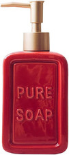 Red Ceramics Retro Soap Dispenser Soap Bottle Lotion Bottle with Pump