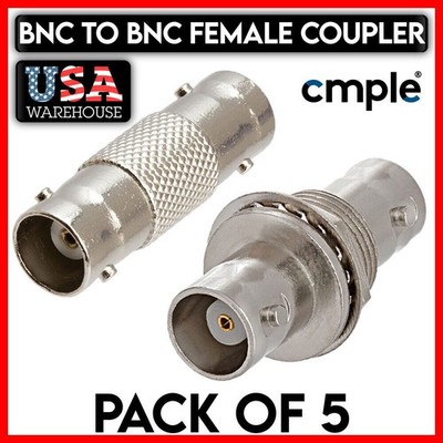 5 Pack BNC Female Adapter RG59 RG6 BNC Jack Connection Coupler for Panel CCTV