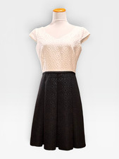 Tahari Womens Black and White Textured A Line Cap Sleeve Dress Size 10