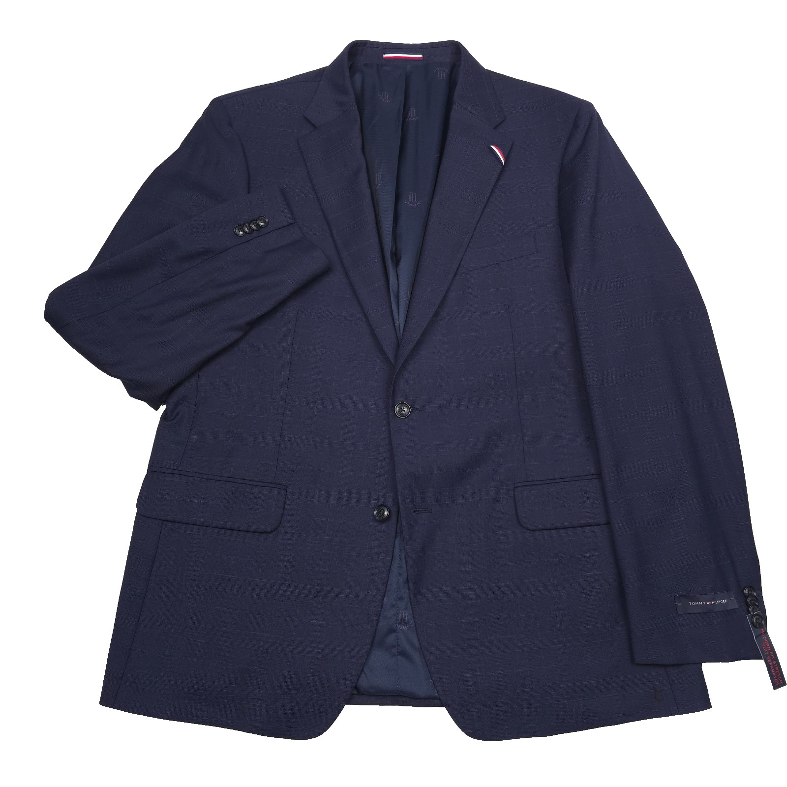 Tommy Hilfiger Wool Suit Jacket Mens 46L Modern Fit Blue Plaid Blazer Jacket 17290₽
