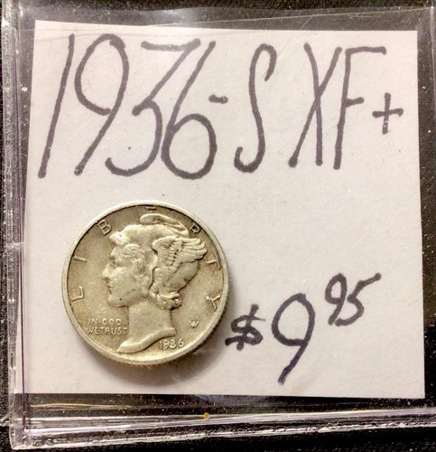 1936 S Mercury Silver Dime XF+! ENN Coins