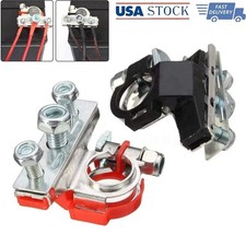 2Pcs Car Top Post Battery Terminals Positive & Negative Clamps for Auto Marine