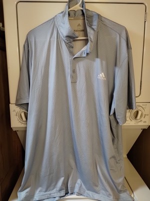 Mens Adidas Performance Lightweight Light Blue Dot Golf Polo Shirt 2XL xXL