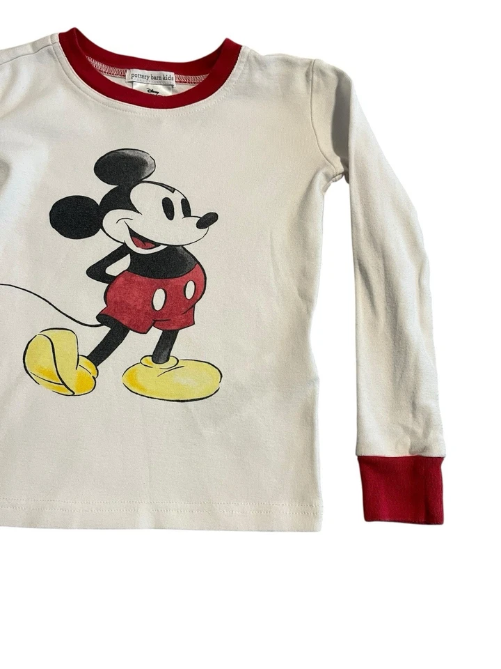 Camisa Pottery Barn Niños + Disney Mickey Mouse Manga Larga Niños Talla 6 Blanco Rojo Foto 3 de 4