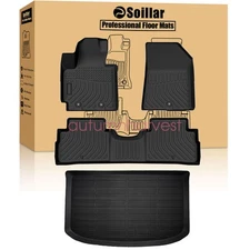 TPE Floor Mats Liners/Trunk Cargo Fits 2014-2019 Kia Soul All Weather 3D Black