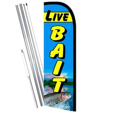 Live Bait Premium Windless Feather Flag Bundle (Kit OR Flag Only)