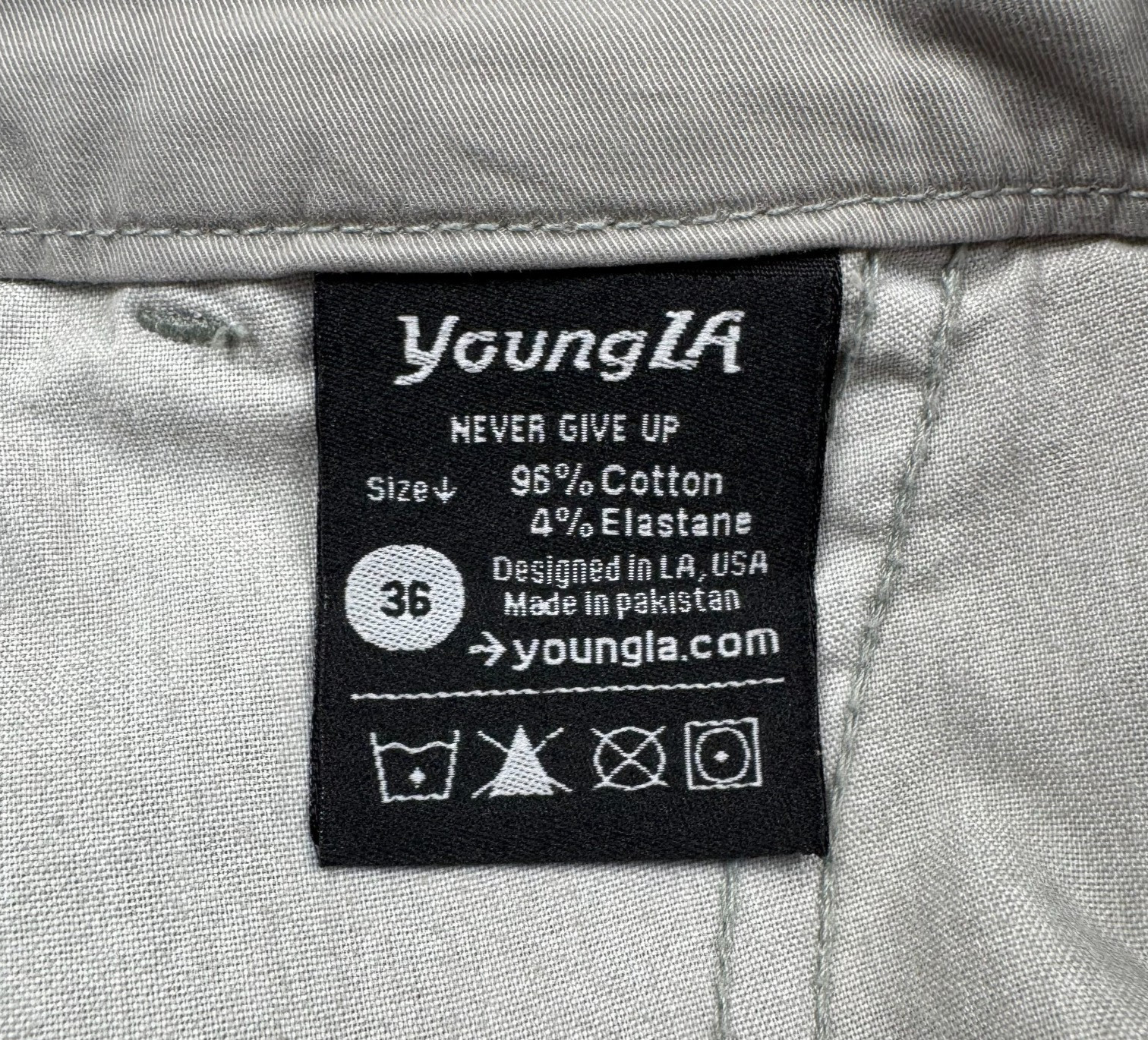 YOUNGLA Men's Size 36 Button Fly 9" Gray Chino Shorts