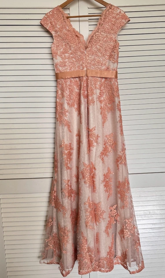 AIDAN MATTOX ALINA DRESS PEACH CORAL BHLDN ANTHROPOLOGIE WEDDING SZ 6 MSRP $430 - Image 3 of 4