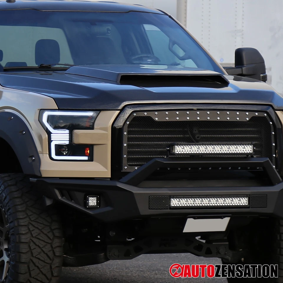 Fit 2015-2017 Ford F150 Black Smoke Projector Headlights LED Sequential Signal Foto 4 de 4