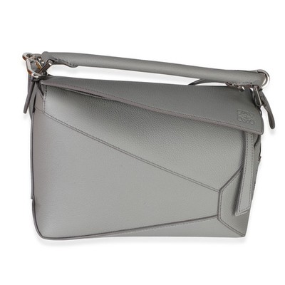 Loewe Light Grey Grained Calfskin Small Puzzle Edge Bag