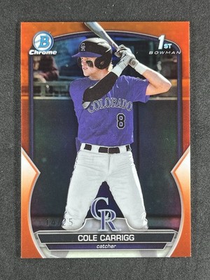 2023 Bowman Draft Cole Carrigg 1st Chrome True Orange Refractor /25 RC