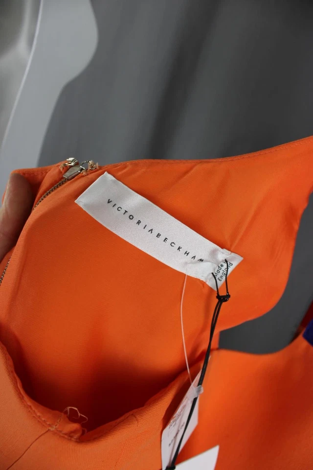 Vestido Victoria Beckham Nuevo con Etiquetas Calabaza Naranja Azul Un Hombro Midi Talla 6 Foto 3 de 4