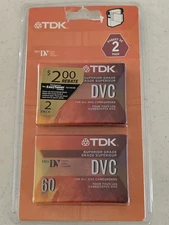 NEW Sealed Pack of (2) TDK Mini Digital Video Cassettes 60 Minute Superior Grade