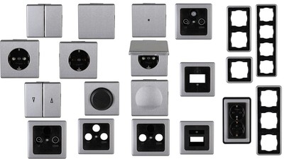 Kopp Vision stahl  Schalter,Taster,Steckdose,Dimmer, Rahmen