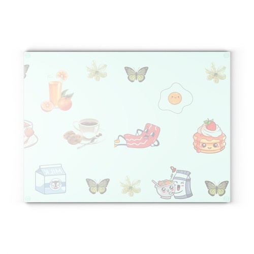 Küche Glas Schneidebrett mit Kawaii Lebensmittel Designs - Bild 6 von 10