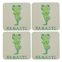 Namaste Yoga Frog Coasters With Cork Back Set Of 4 Namaste Yoga Frog Coasters With Cork Back Set Of 4