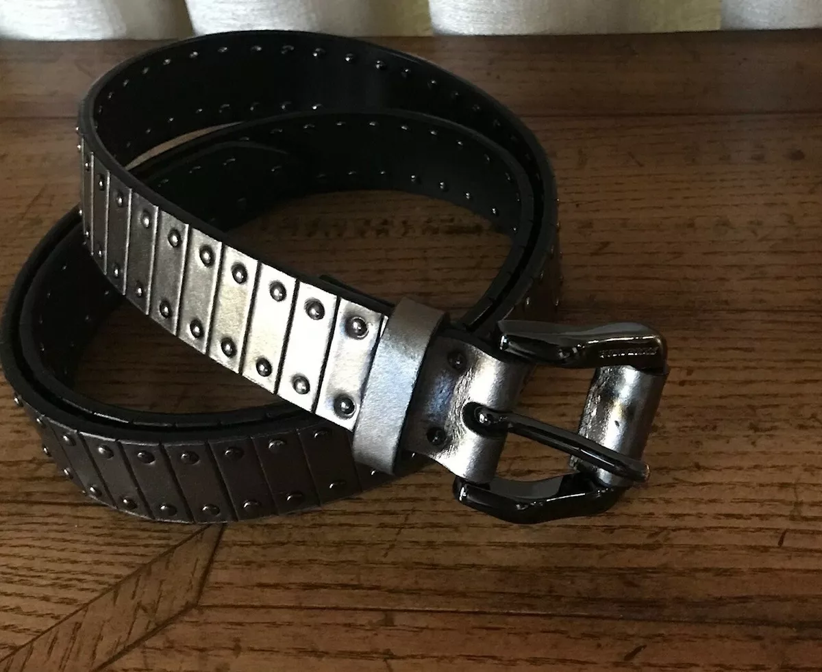 AUTH. Women`s Burberry Metallic Studded Leather Belt Size 36/90, Made In Italy
