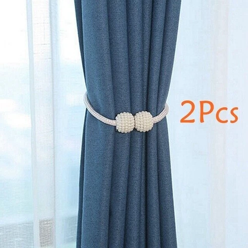 2 PCS Magnetic Curtain Tie Backs Ball Clips Buckle Weave Rope Holdbacks UK - Picture 11 of 13