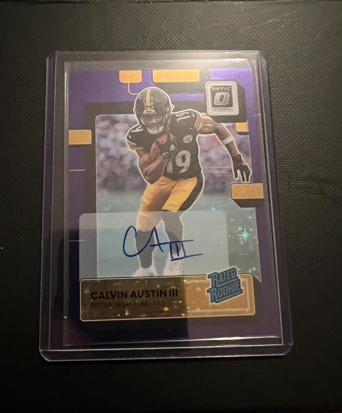 2022 Donruss Optic Calvin Austin Rated Rookie Purple Stars Auto 50/50 FOTL 🔥