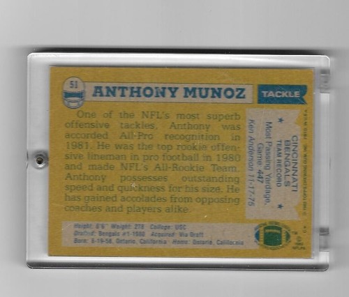 CINCINNATI BENGALS ANTHONY MUNOZ ROOKIE CARD 1982 - Picture 2 of 2