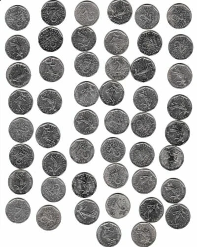 Pièces de monnaie françaises 2 francs 1901 - 1999, sur semeuse
