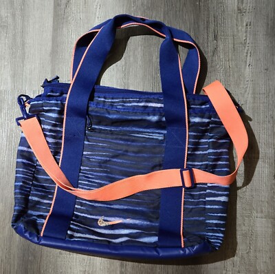 Nike Essentials Unisex Tote Bag Blue  & Orange Bling Swoosh Two Way Carry Gym