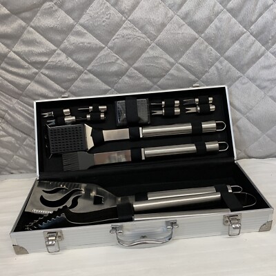 Landmann BBQ Tools 11 Piece Stainless Steel Tool Set Kit In Aluminium Case 