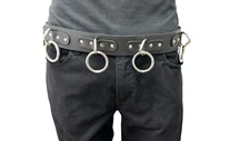 Large O Ring Bondage Belt Genuine Leather Punk Goth Rocker Belt Snap Off Buckle