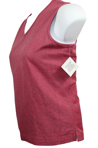 Cervelle Pink Red Heathered Top Sleeveless V Neck Washable Silk NWOT M - Picture 2 of 4