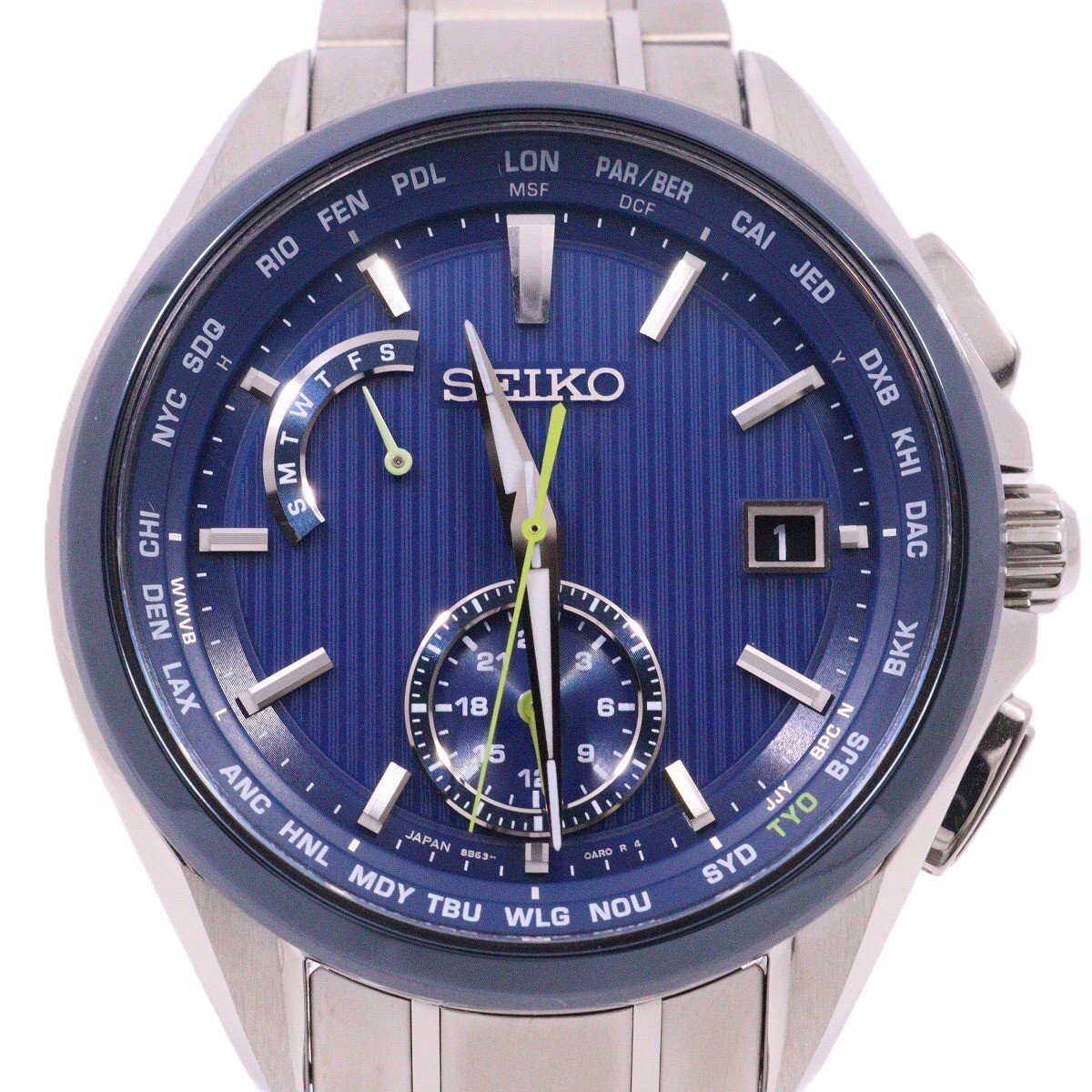 Seiko SAGA299 Solar Radio Watch Blue Dial Titanium 42mm Used
