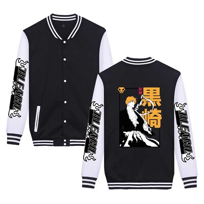 Bleach Kurosaki Ichigo Anime Manga Sweatshirt Jacke Jacket Letterman Coat