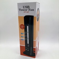 Portable Personal USB Mini Tower Fan 45 .Tilt LED Lights for Desktop 2 Speed NIB