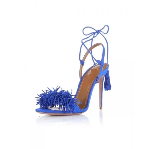 Fringe Red Sandals Tassels Strappy Stiletto Heels Shoes Women Plus US Size 3-16 - Picture 11 of 22