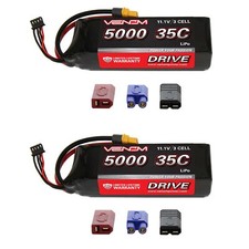 Venom 35C 3S 5000mAh 11.1V LiPo Battery with Universal Plug System x2 Packs
