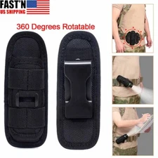 Tactical Molle Flashlight Pouch Holster 360° Rotatable Belt Clip Torch Cover Bag