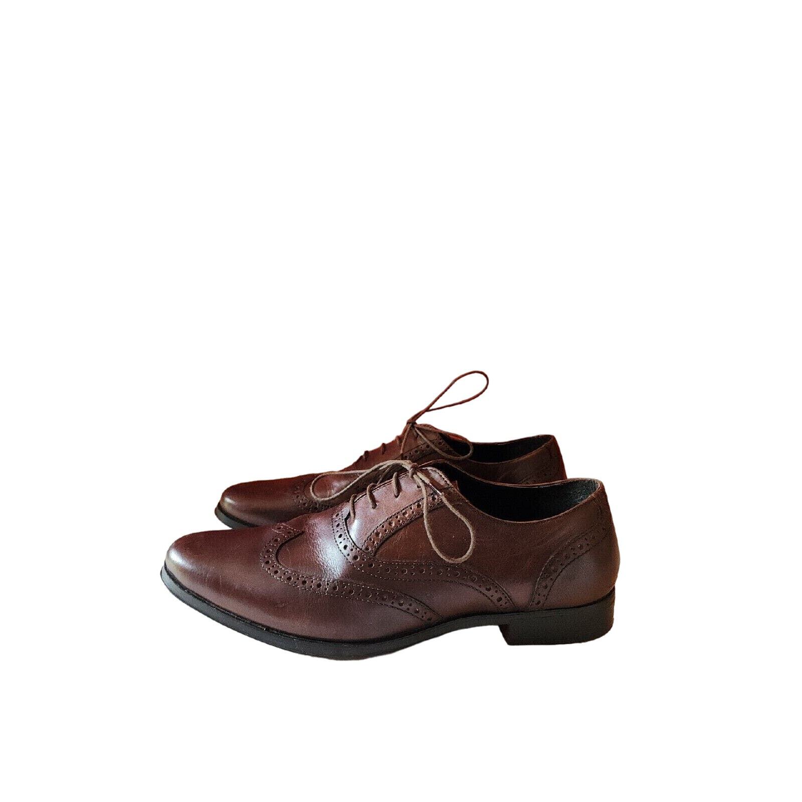 SAOLA Scarpe eleganti Oxford Asos uomo pelle marrone stringate punta ala taglia 9