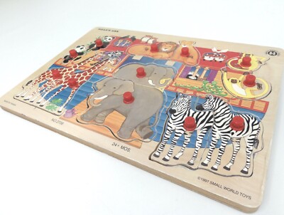 トイガン noah Small World Toys NOAH'S ARK Wook Peg Puzzle 12 Pieces Vintage 1997