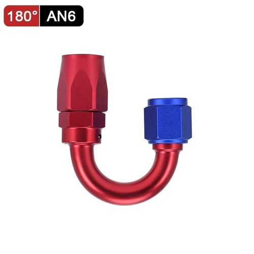 4 Stück Rot Öl Kraftstoffleitung Schlauch Endstück Adapter Kit 180° Grad AN6 Aluminium - Bild 2 von 13