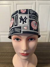 Scrub or Chef Hat Medical Nursing Chemo Skull Cap New York Yankees  Fabric