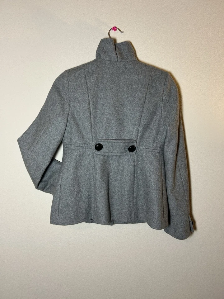 Chaquetón de lana para mujer XS gris satinado forrado chaqueta carrera preppy Normcore Foto 2 de 4