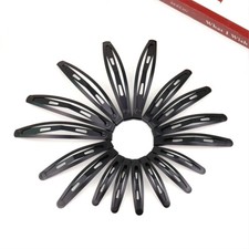 10pcs Black Metal Snap Baby Bows Hair Clip Slide Grip Hair Clips for Womens  