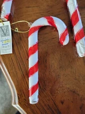 Vickerman 6" Glass Candy Canes Christmas Tree Hanging Ornaments Lot of 6 Glitter