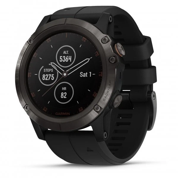 Garmin fenix 5X Plus Sapphire Gray DLC Titanium with Black Band