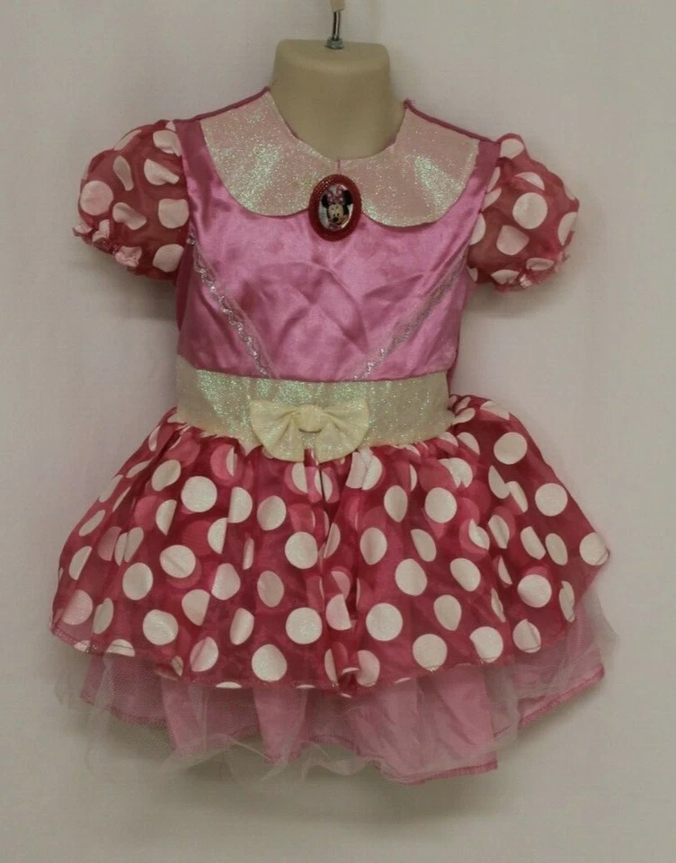 MINNIE MOUSE COSTUME DRESS 2T  TODDLER PINK & WHITE LAYERED SKIRT, GLITTER - Image 3 of 4