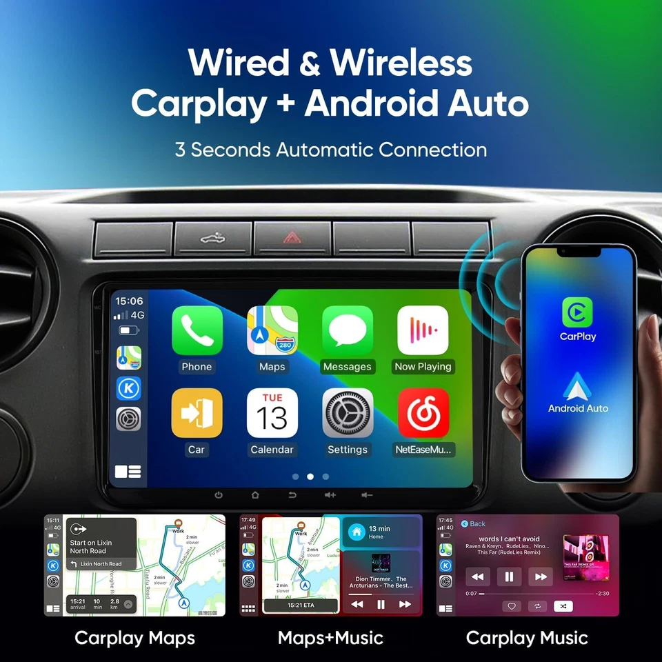 9" Car Radio Stereo for Volkswagen Bora 2006-2015 Caddy 2003-2015 EOS 2006-2015 Foto 3 de 4