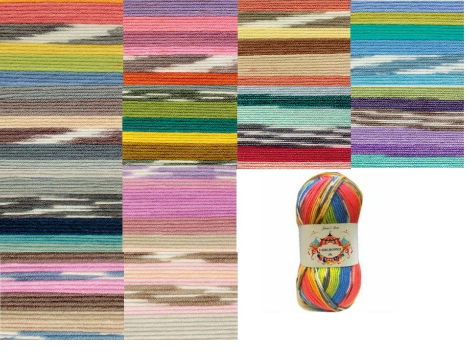 James C Brett Fairground DK Knitting Yarn 100g 12 Colours