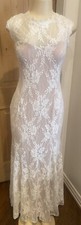 BHLDN Lace Sequins Formal Dress Sz 14 White Wedding Open Back