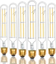60W Dimmable  T10 Led Edison Bulbs，Warm White , 7.3Inch Long, 6Pack