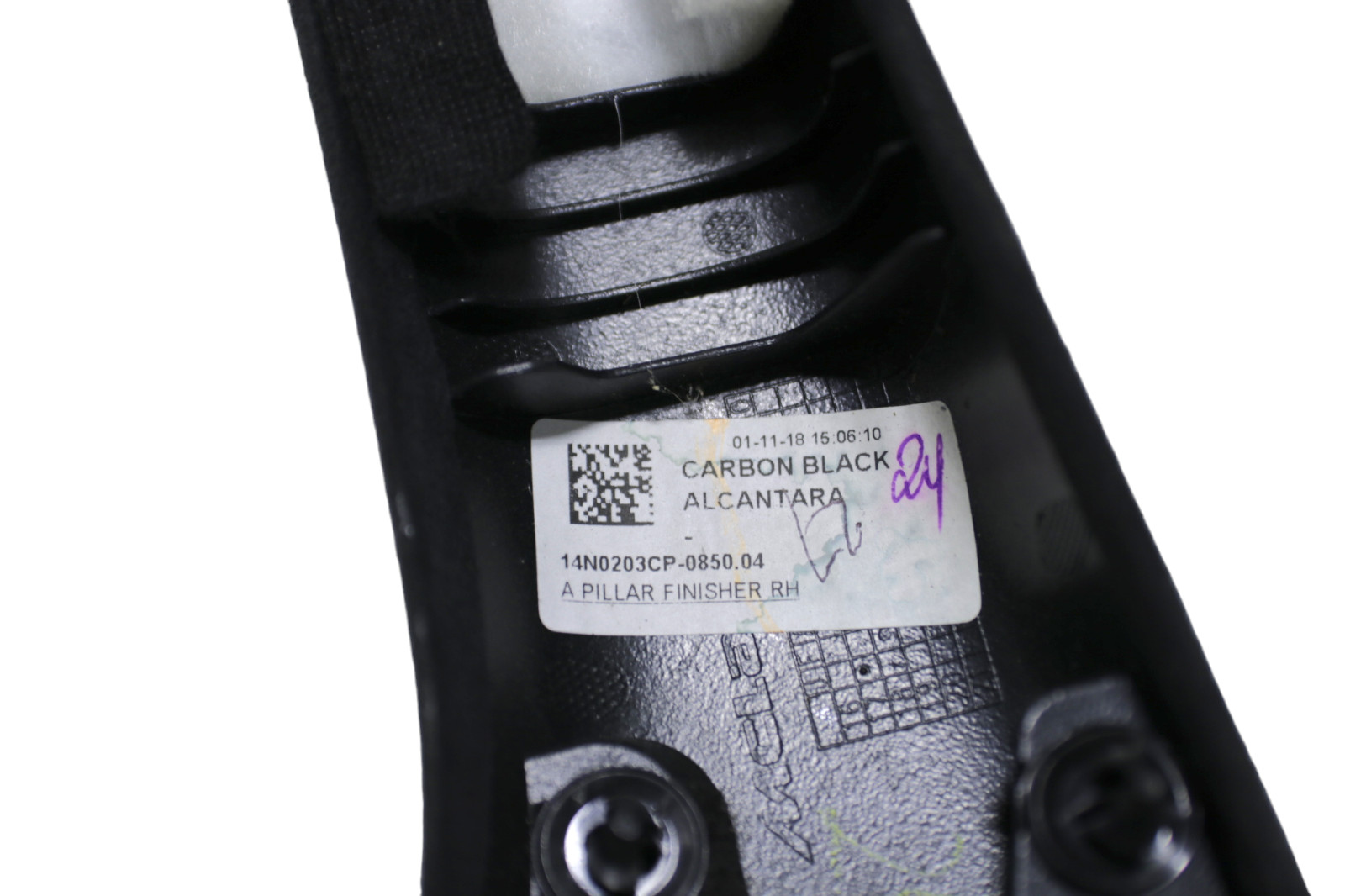 McLaren 720S Front Right Alcantara A-Pillar Trim Panel Cover 2018 - 2023 OEM